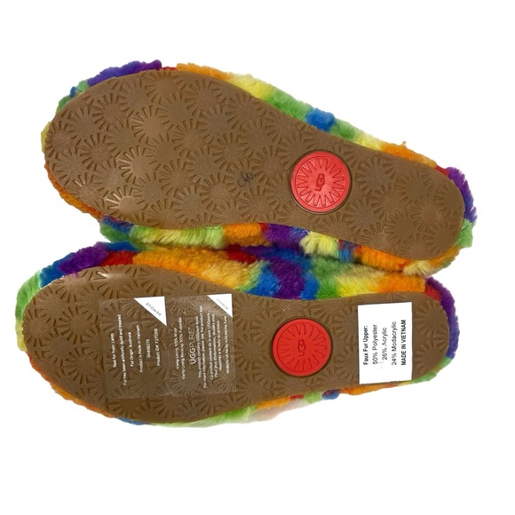 Ugg Women’s Size 6 Slipper Sandals Fluff Yeah Slide Cali Collage Rainbow - Picture 7 of 8